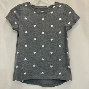Girls Old Navy Softest Tee Gray Silver Hearts